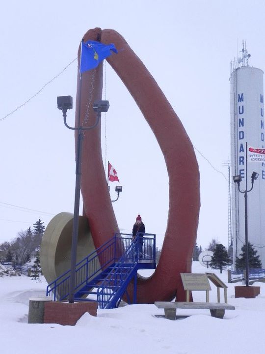 Mundare, Alberta is home to the world's largest kielbasa as a centennial project. March 28, 2011. 